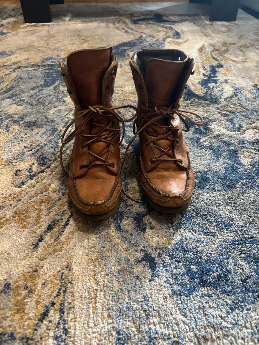 Men's Brown Leather Moc Toe Work Boots